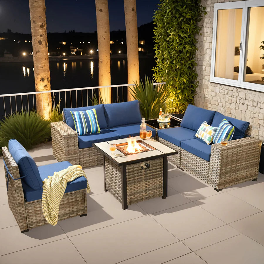 7-Piece Outdoor Furniture Set with 7.68'' Wide Armrests
