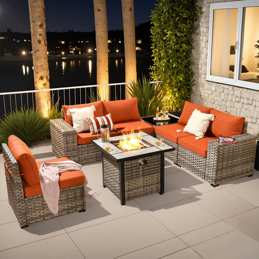 7-Piece Outdoor Furniture Set with 7.68'' Wide Armrests