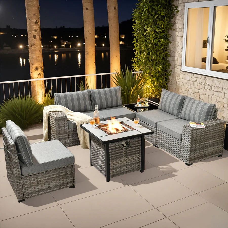 7-Piece Outdoor Furniture Set with 7.68'' Wide Armrests