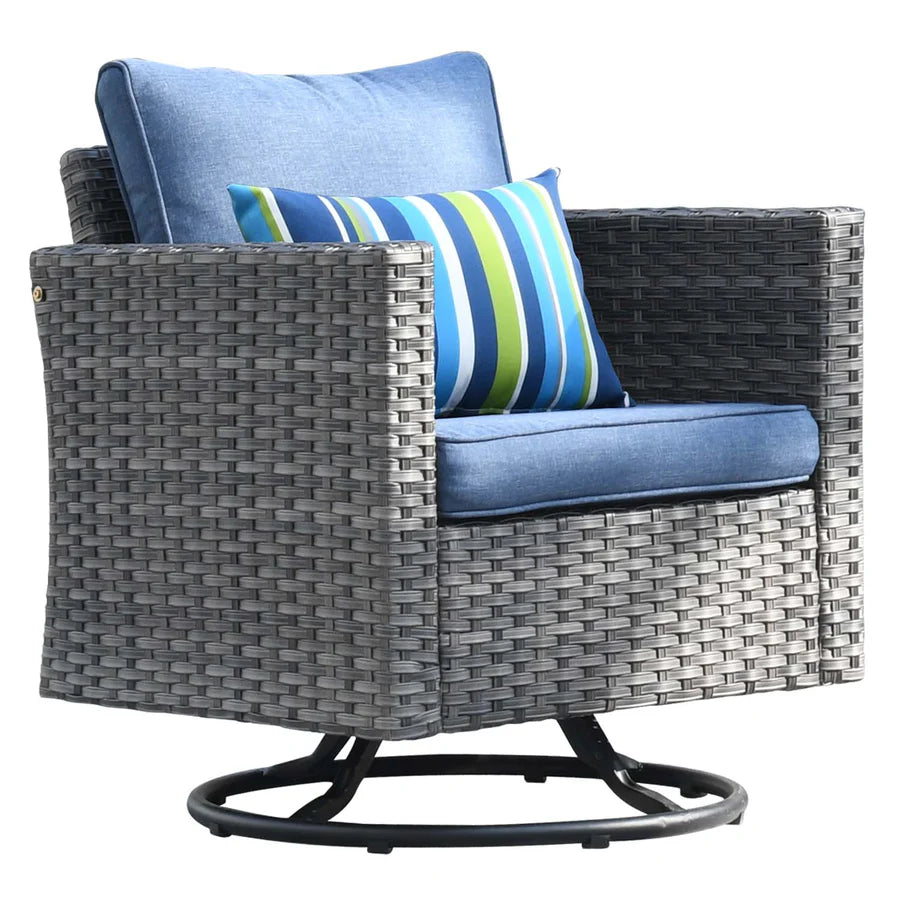 Patio Conversation Set 7-Piece with Swivel Rocking Chairs and Table