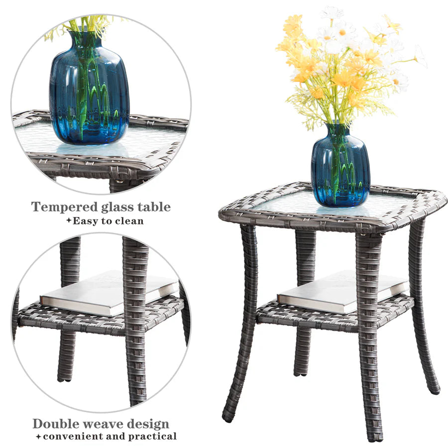 Patio Vultros 7-Piece Set with 2 Rocking chairs and 30'' Propane Fire Pit Table