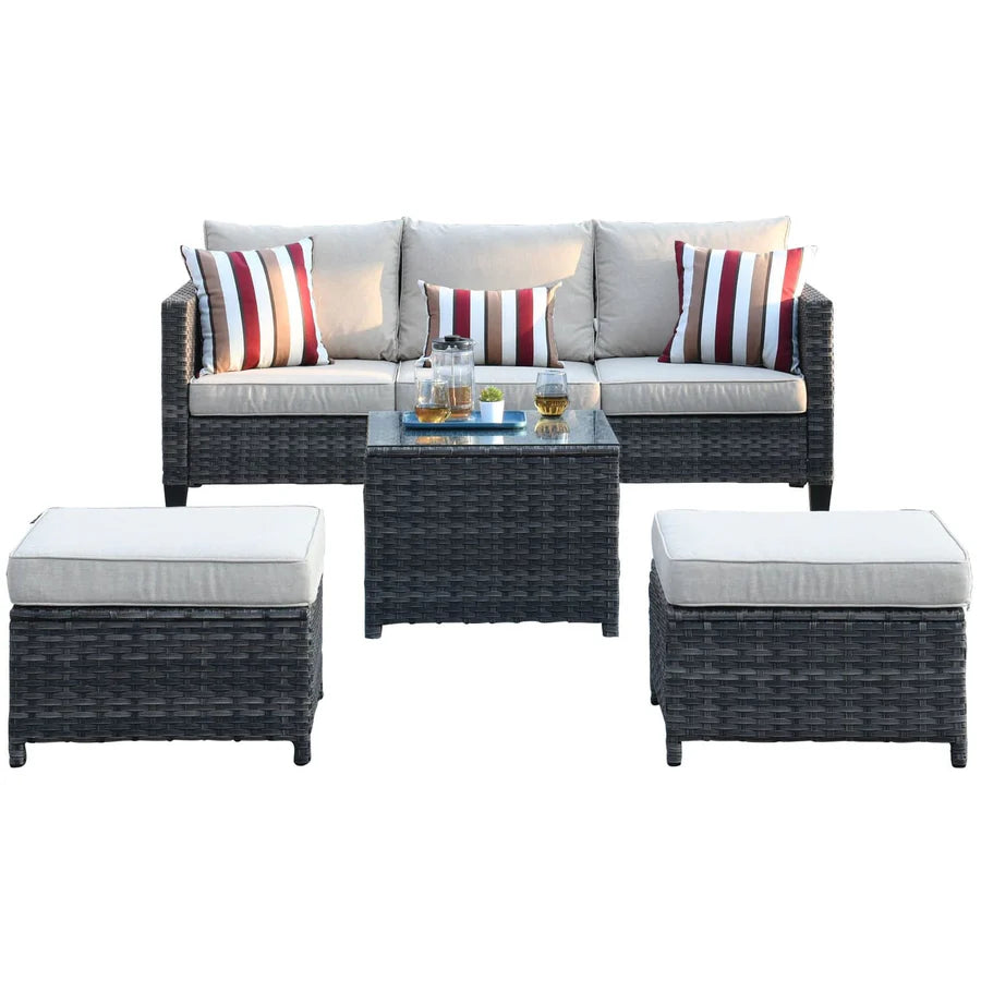 Patio Conversation Set 7-Piece with Swivel Rocking Chairs and Table