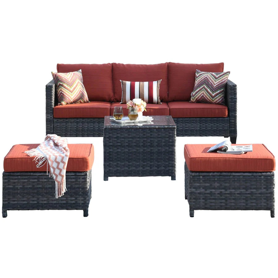 Patio Conversation Set 7-Piece with Swivel Rocking Chairs and Table