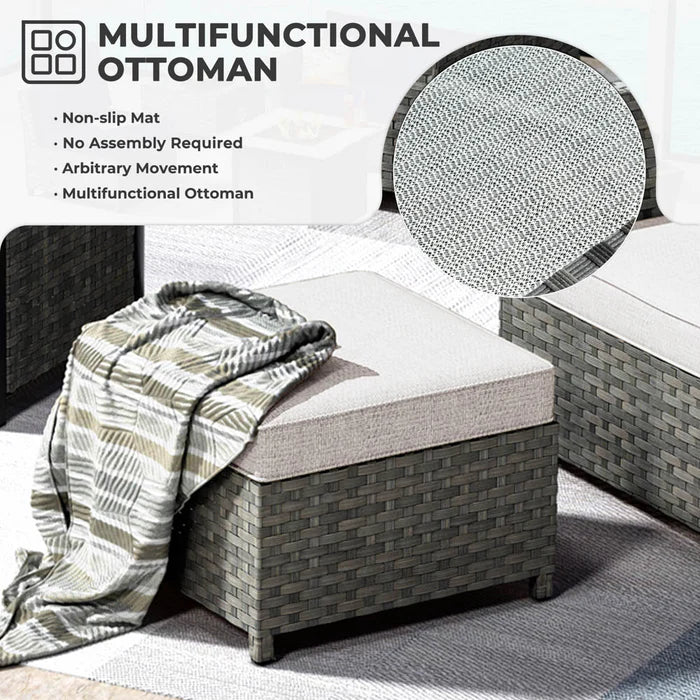 New Rimaru Series Patio Furniture Set 10-Piece include 42"Rectangle Fire Pit Table Partially Assembled