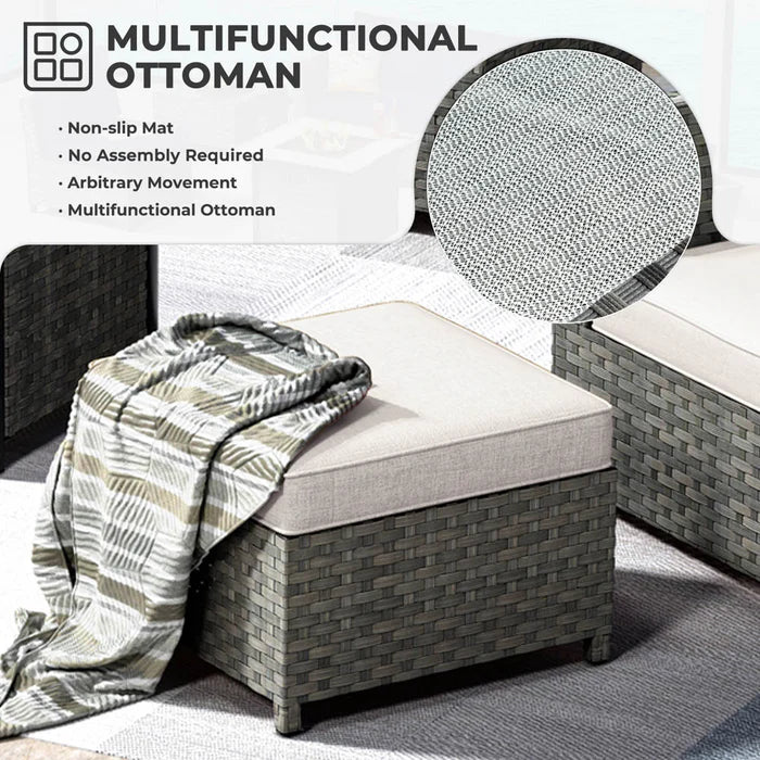 New Rimaru Series Patio Furniture Set 10-Piece include 42"Rectangle Fire Pit Table Partially Assembled