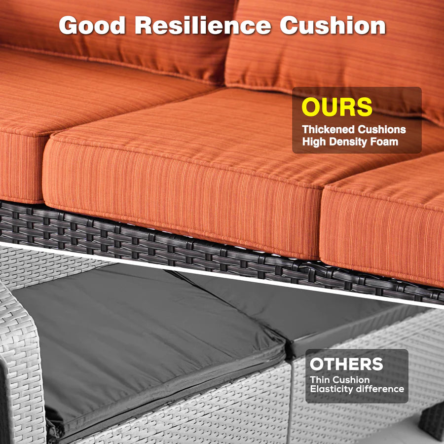 Patio Furniture Set 7-Piece With Cushions Kenard Curved Handrest