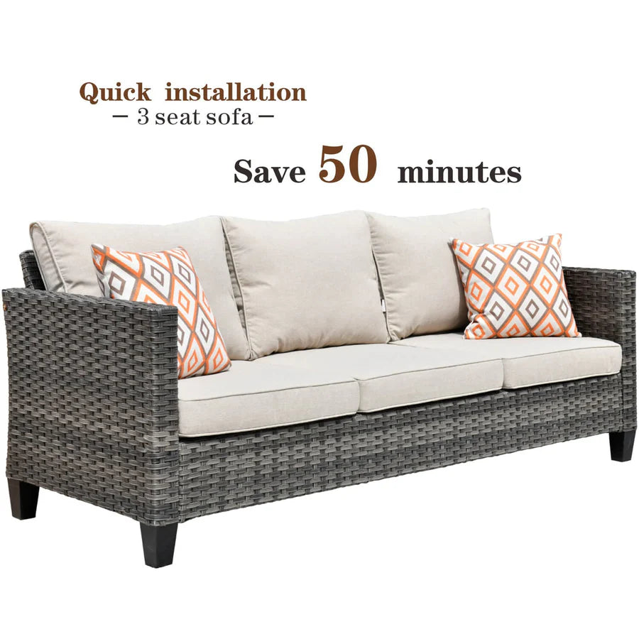 Patio Vultros 8-Piece Conversation Set with 30'' Propane Fire Pit Table