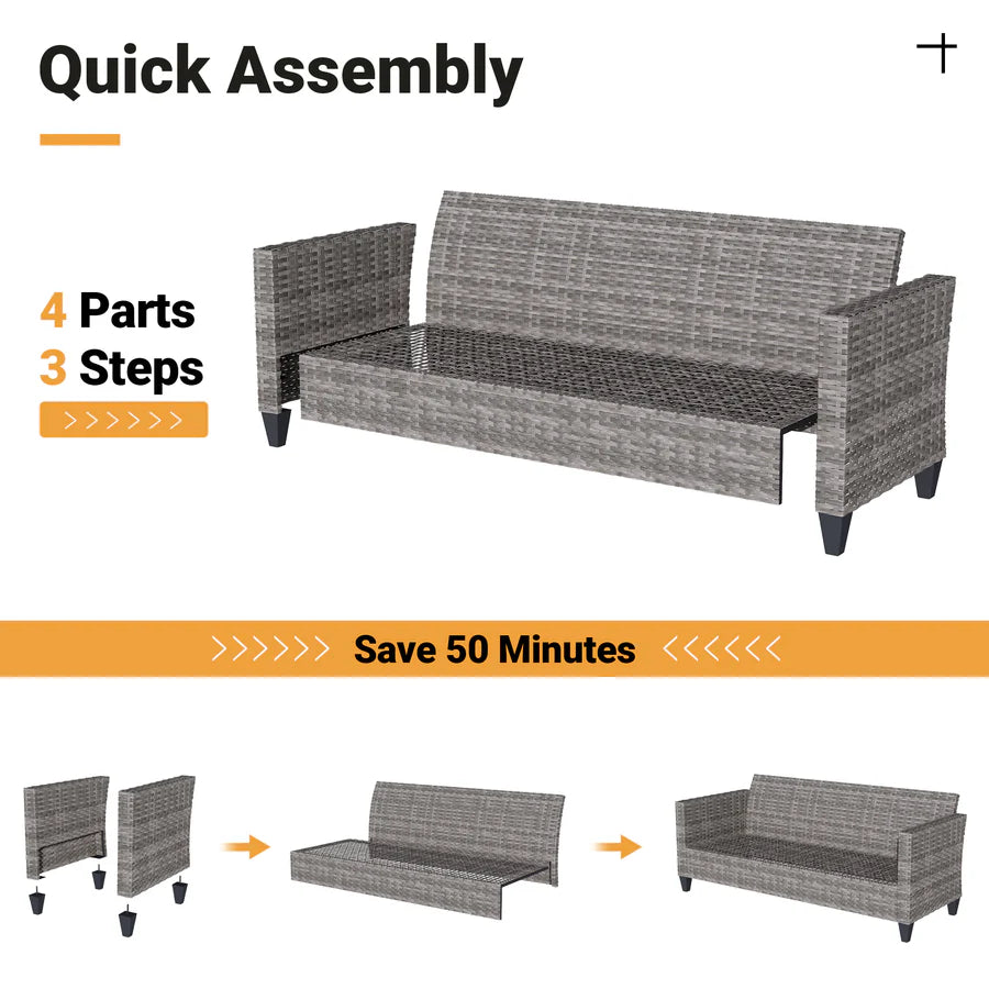 Patio Vultros Furniture Set 7-Person Seating with 30'' Propane Fire Pit Table